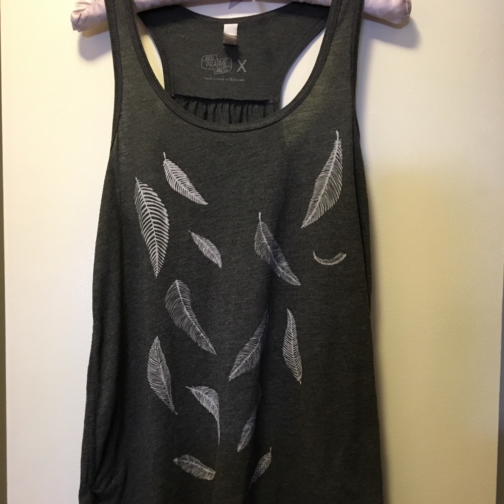 ModCloth grey feather tank top